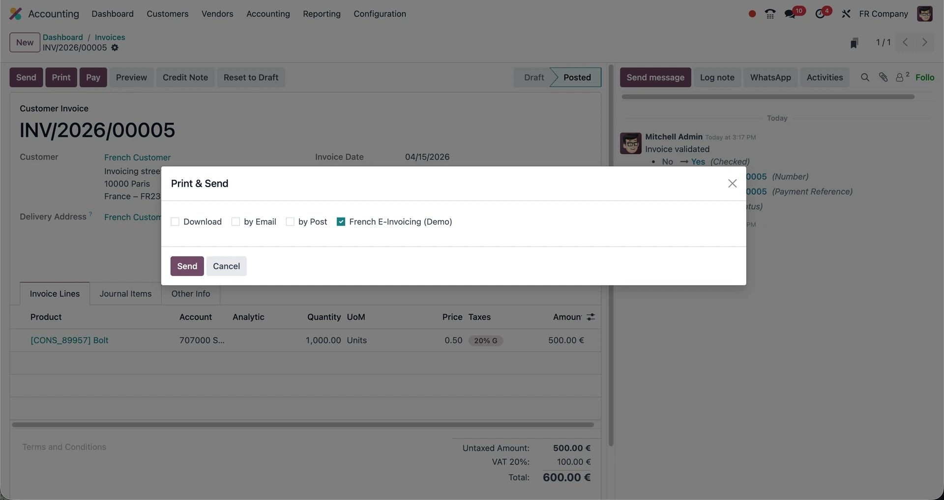 Odoo Comptabilité facturation électronique