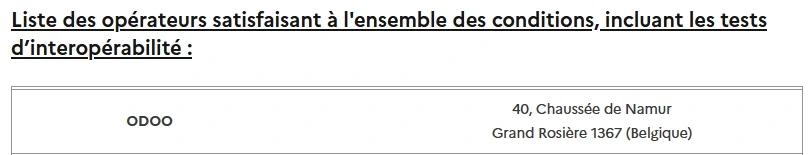 Liste des plateformes agréées Odoo