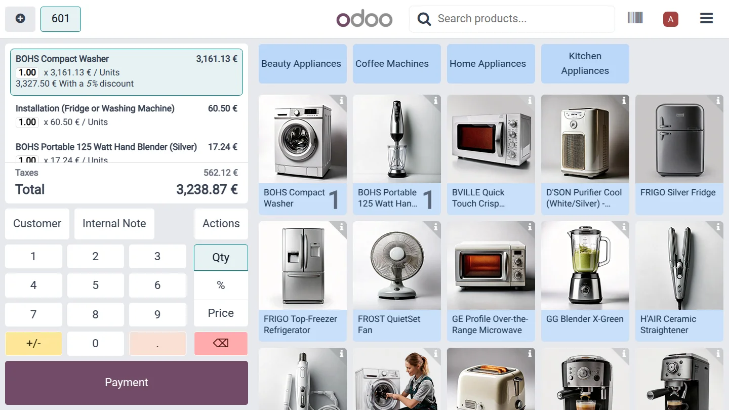point de vente électronique odoo
