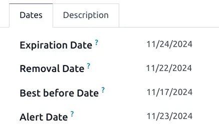 Dates d'expiration odoo