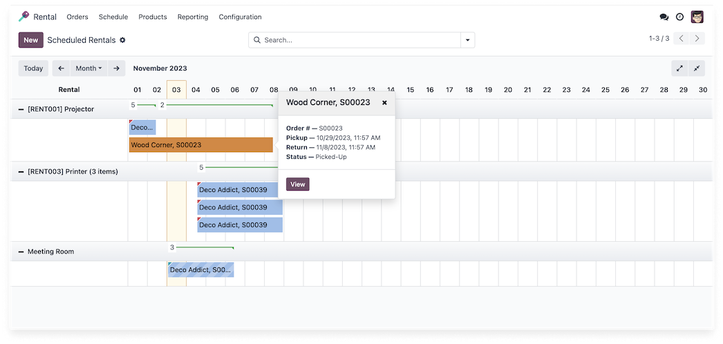 Odoo module Location rental